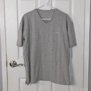 90s Calvin Klein Ribbed Knit 100%‎ Cotton Gray Embroidered Logo Short Sleeve Tee